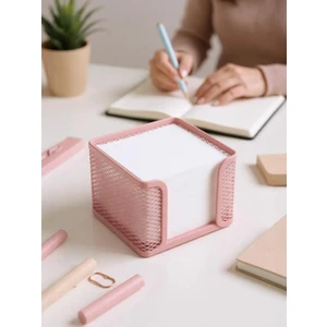 Metal Toz Pembe Küp Notluk + Not Kağıdı