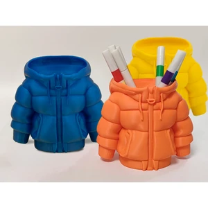 Flexilab Creative Şişme Mont Tasarımlı Kalemlik | 3D Baskı Ofis Organizeri | Renkli Masa Aksesuarı