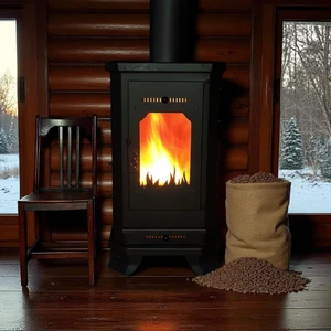 3 Camlı Şömine Tipi Pelet Soba