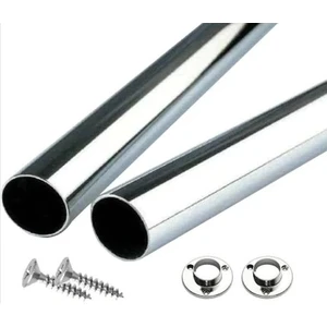 Boru Seti Dolap Içi Krom Kaplama Askı Borusu + 2 Adet Flanş + Vidaları