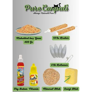Purecanpati Muhabbet Kuş Yem,vitamin,gaga Taşı ve Bakım Seti