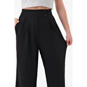 Kadın Siyah Çift Düğmeli Palazzo Pantolon