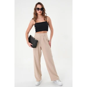 Kadın Taş Yüksek Bel Cırtlı Palazzo Pantolon