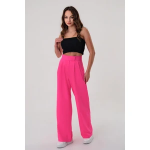 Kadın Fuşya Yüksek Bel Cırtlı Palazzo Pantolon