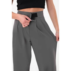 Kadın Antrasit Yüksek Bel Cırtlı Palazzo Pantolon