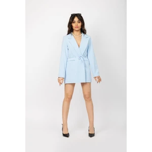 Kadın Bebe Mavi Bel Bağlamalı Blazer Ceket