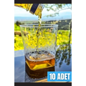 Plastik Viski Bardağı 10 Adet - Kare Tabanlı Sert Plastik Bardak