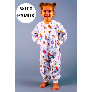 Mini Kiti Kışlık Uzun Kol Çift Kat %100 Pamuk Pazen Unicorn Cocuk Bebek Uyku Tulumu