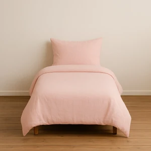 Tek Kişilik Düz Renk Pudra Nevresim + Yastık Kılıfı