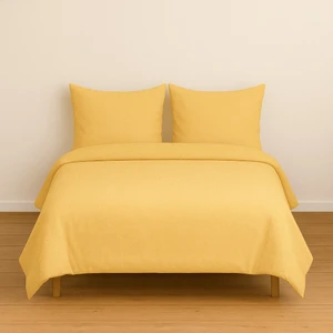Çift Kişilik Düz Renk Sarı Nevresim +  2 Adet Yastık Kılıfı