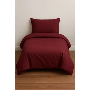 Tek Kişilik Düz Renk Bordo Nevresim + Yastık Kılıfı