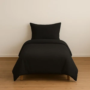 Tek Kişilik Düz Renk Siyah Nevresim + Yastık Kılıfı