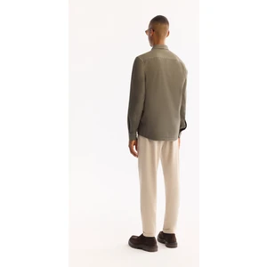 Avva Erkek Koyu Haki Düğmeli Yaka Pamuklu Soft Touch Regular Fit Gömlek B002036