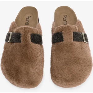 Bej Kemer Detaylı Ev Terliği