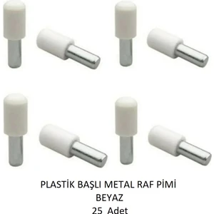 Plastik Metal Başlı Raf Pimi beyaz 25 adet