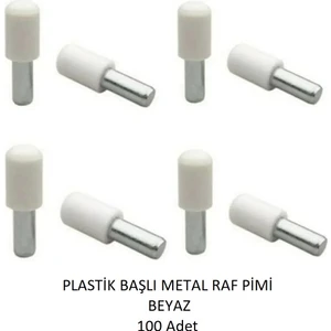 Plastik Metal Başlı Raf Pimi beyaz 100 adet