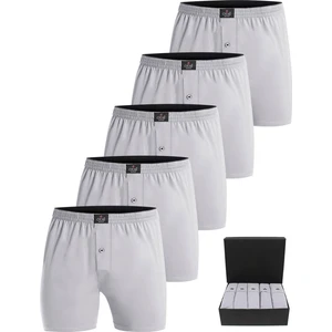 Premium 5'li Erkek Boxer Düğmeli, Süprem - Hediye Kutulu, %100 Pamuk, Ultra Yumuşak Kumaş, Rahat Kalıp, Etiketsiz ve Kaliteli İç Giyim