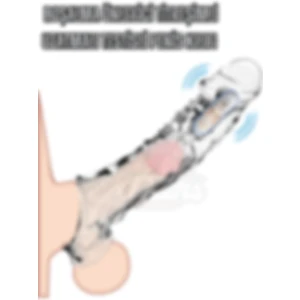 Boşalma Önleyici Uzatmalı Testisli Titreşimli Şeffaf G Nokta ve Klitoris Uyarıcılı Kılıfı