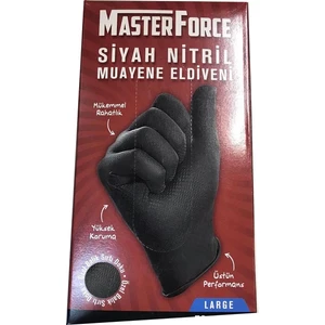 Master Force Kalın Siyah Nitril Eldiven 50 Adet L Beden