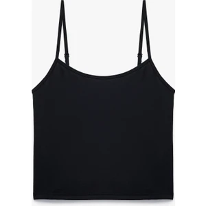 Modal Kumaş Ince Askılı Crop Pijama Üstü