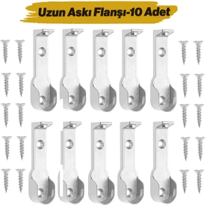 Uzun Askı Flanşı Dolap Boru Sabitleme Kıyafet Elbise Askı Flanş Aparatı Krom 70 mm ( 5 Çift )