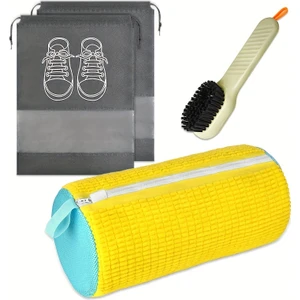 3’lü Ayakkabı Yıkama Seti – Büyük Boy Fermuarlı Yıkama Torbası, Ayakkabı Taşıma Torbası ve Temizlik Fırçası