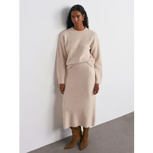 80115 Beli Lastikli Triko Etek-A.bej Mel.