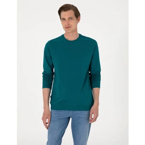 Pierre Cardin Erkek Zümrüt 2 Iplik Regular Fit Bisiklet Yaka Basic Sweatshirt 50314054-VR055