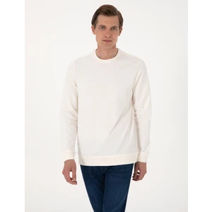 Pierre Cardin Erkek Ekru 2 Iplik Regular Fit Bisiklet Yaka Basic Sweatshirt 50314054-VR019