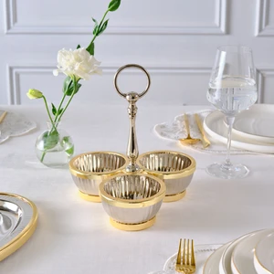 Ring 3'lü Dekoratif Çerezlik Gold 19,5X23 cm