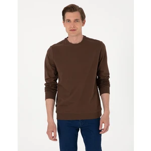 Pierre Cardin Erkek Kahverengi 2 Iplik Regular Fit Bisiklet Yaka Basic Sweatshirt 50314054-VR029