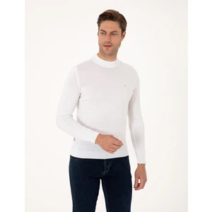 Pierre Cardin Erkek Ekru Slim Fit Çeyrek Yaka Basic Triko Kazak 50314188-VR019