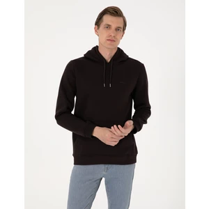 Pierre Cardin Erkek Koyu Kahverengi 2 Iplik Regular Fit Içi Polarlı Kapüşonlu Basic Sweatshirt 50314055-VR084