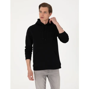 Pierre Cardin Erkek Siyah 2 Iplik Regular Fit Içi Polarlı Kapüşonlu Basic Sweatshirt 50314055-VR046