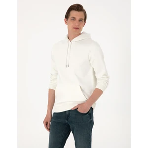 Pierre Cardin Erkek Beyaz 2 Iplik Regular Fit Içi Polarlı Kapüşonlu Basic Sweatshirt 50314055-VR013
