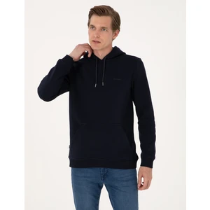 Pierre Cardin Erkek Lacivert 2 Iplik Regular Fit Içi Polarlı Kapüşonlu Basic Sweatshirt 50314055-VR033