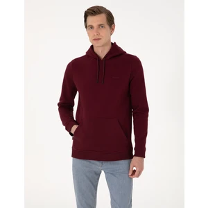 Pierre Cardin Erkek Bordo 2 Iplik Regular Fit Içi Polarlı Kapüşonlu Basic Sweatshirt 50314055-VR014