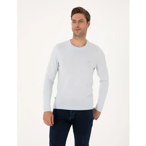 Pierre Cardin Erkek Açık Mavi Slim Fit Bisiklet Yaka Basic Triko Kazak 50314192-VR003