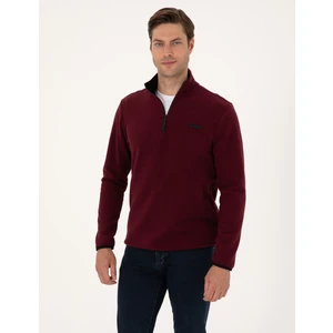 Pierre Cardin Erkek Bordo Regular Fit Yarım Fermuarlı Polar Sweatshirt 50314056-VR014
