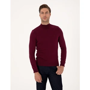 Pierre Cardin Erkek Bordo Slim Fit Yarım Balıkçı Yaka Basic Triko Kazak 50314176-VR014