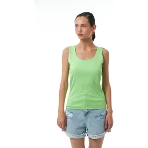 Kalın Askılı Basic Bluz Neon Yeşil