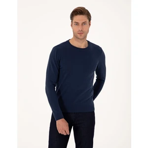 Pierre Cardin Erkek Açık Lacivert Slim Fit Bisiklet Yaka Basic Triko Kazak 50314192-VR059