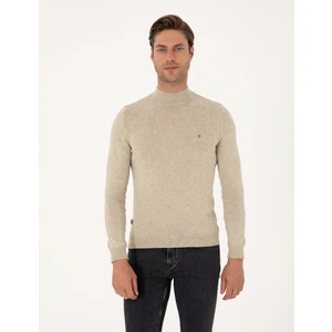Pierre Cardin Erkek Kum Melanj Slim Fit Yarım Balıkçı Yaka Basic Triko Kazak 50314176-VR123