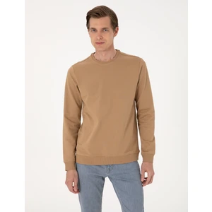 Pierre Cardin Erkek Açık Kahverengi 2 Iplik Regular Fit Bisiklet Yaka Basic Sweatshirt 50314054-VR002