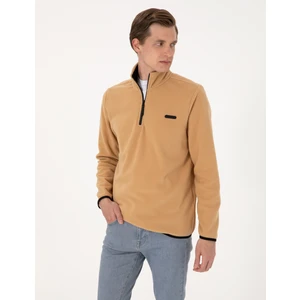 Pierre Cardin Erkek Bej Regular Fit Yarım Fermuarlı Polar Sweatshirt 50314056-VR011