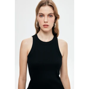 Halter Yaka Basic Fitilli Atlet Siyah