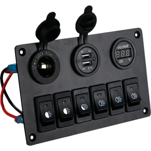 12V-24V LED Dijital Voltmetreli 6 Çeteli Anahtar Paneli, Çift USB Şarj Cihazı, Çakmak Soketi, Karavan, Kamyonet, Tekne, Suv Için (Yurt Dışından)