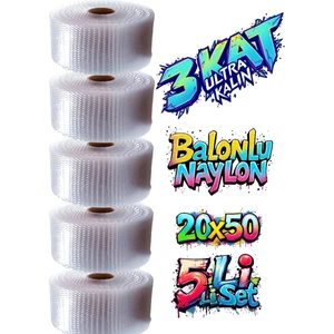 20 cm x 50 Metre Balonlu Naylon Patpat Eşya Koruma Naylonu 5 Li Set