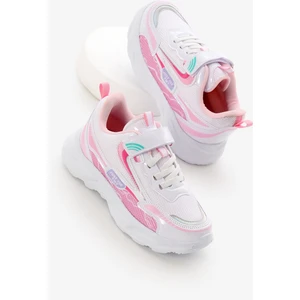 Tonny Black Unisex Çocuk Spor Ayakkabı Beyaz Pembe Desenli Hafif EVA Taban Cırtlı