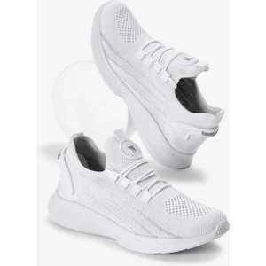 Unisex Beyaz Termo Taban Şerit Detaylı Bağcıklı Triko Spor Ayakkabı